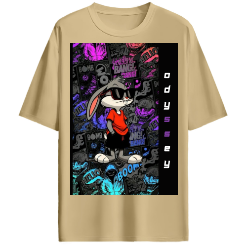 STYLISH CARTOON RABBIT OVERSIZED TSHIRT