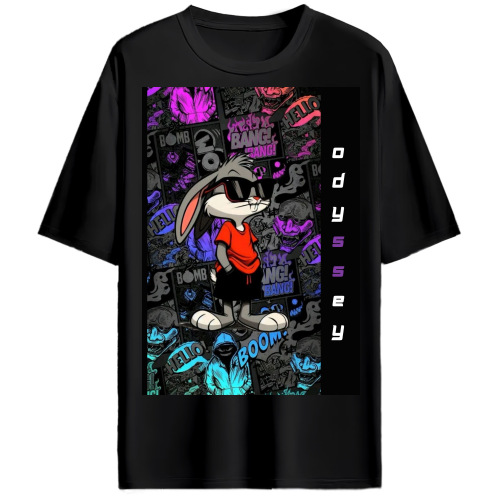 STYLISH CARTOON RABBIT OVERSIZED TSHIRT