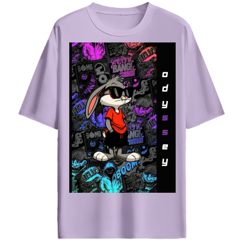 STYLISH CARTOON RABBIT OVERSIZED TSHIRT