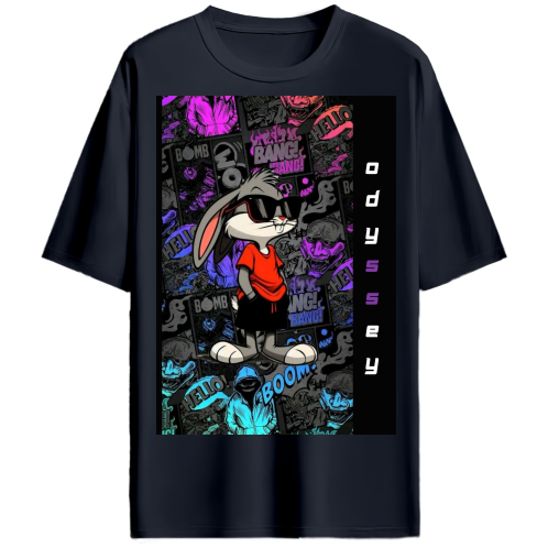 STYLISH CARTOON RABBIT OVERSIZED TSHIRT