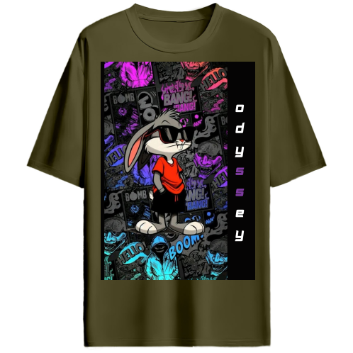 STYLISH CARTOON RABBIT OVERSIZED TSHIRT