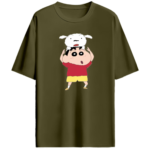 SHINCHAN AND SHIRU OVERSIZED TEE